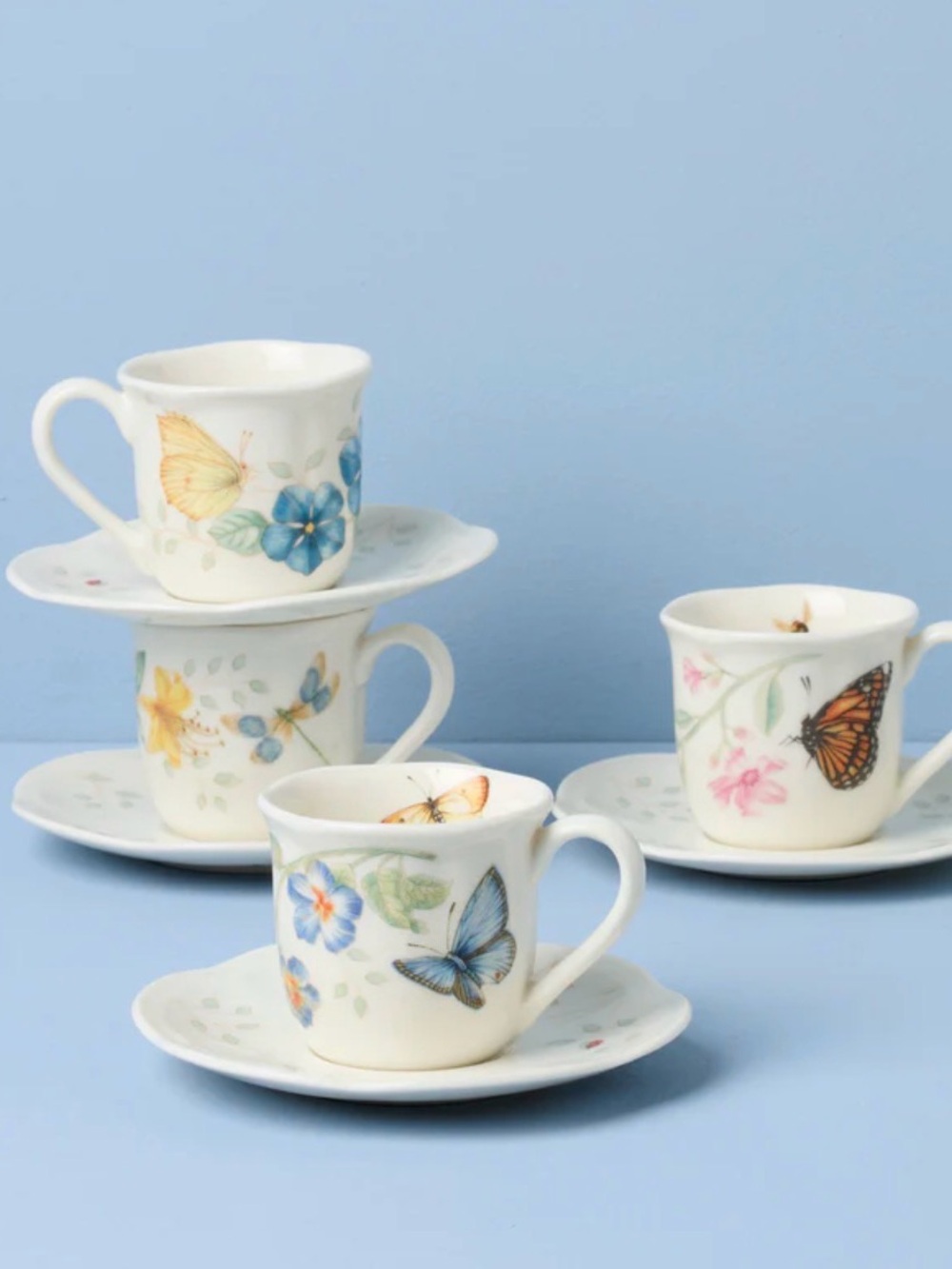 Lenox Butterfly Meadow Espresso Cup & Saucers, Set of 4